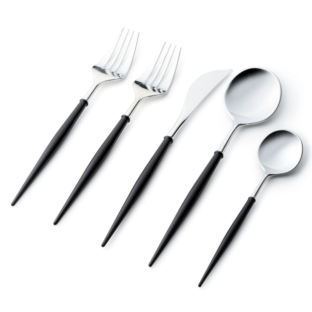 Noble Collection Shiny Silver Top/Black Bottom Flatware Set Tablesettings Decorline   