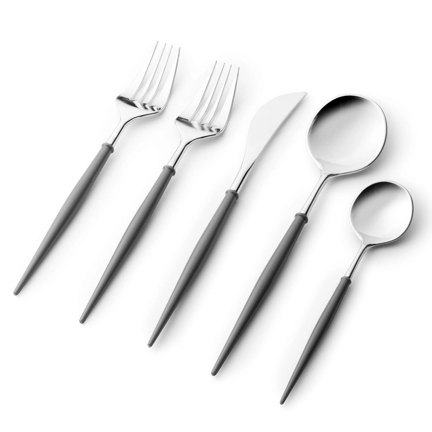 Noble Collection Shiny Silver Top/Grey Bottom Flatware Set Tablesettings Decorline   