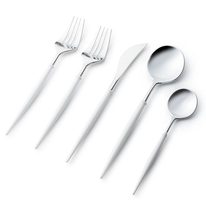 Noble Collection Shiny Silver Top/White Bottom Flatware Set Tablesettings Decorline   