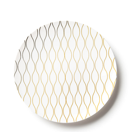 Whisk Collection Plastic Salad Plates White & Gold 7.5" Tablesettings Decorline 10 Pieces  
