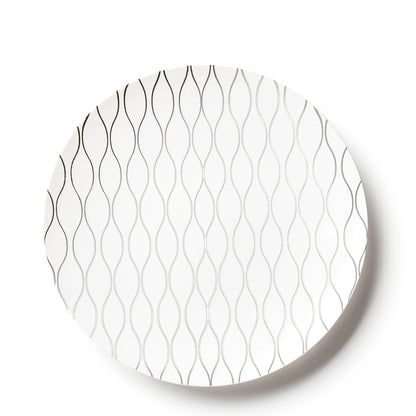 Whisk Collection Plastic Salad Plates White & Silver 7.5" Tablesettings Decorline 10 Pieces