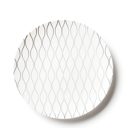 Whisk Collection Plastic Salad Plates White & Silver 7.5" Tablesettings Decorline 10 Pieces  