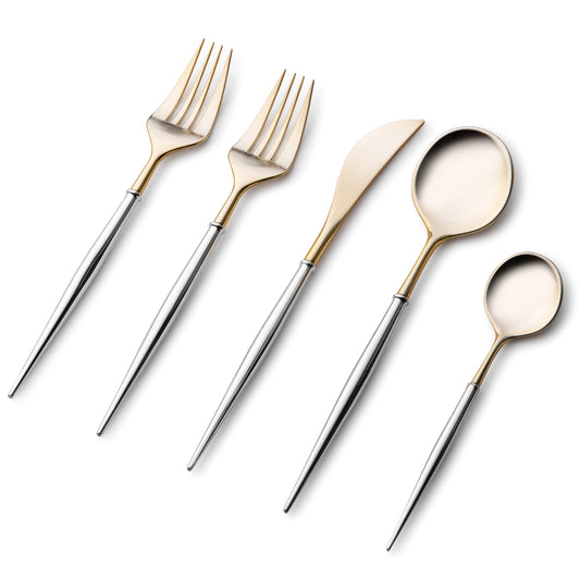 Noble Collection Shiny Top Gold/Silver Bottom Flatware Set Tablesettings Decorline   