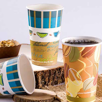 *WHOLESALE* 16 oz. - Disposable - Coffee Bean Pattern - Hot/Cold Cups | 960 ct. Paper Cups Nicole Home   