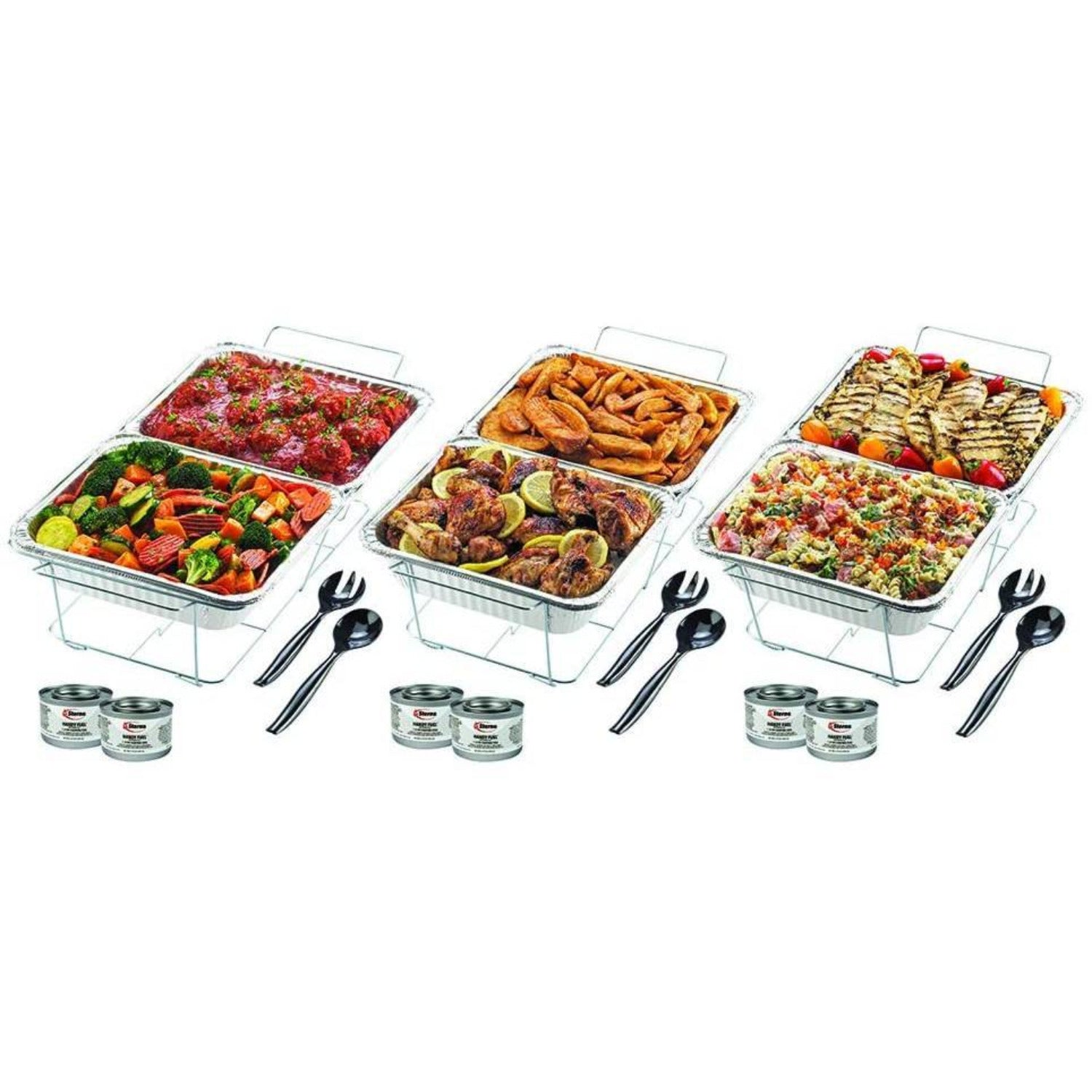 Buffet Serving Kit Disposable Aluminum Chafing Dish Buffet Party Set 24PC Disposable Nicole Fantini Collection   