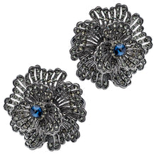 SALE Buttercup Silver Plated with Blue Crystal Napkin Rings Set of 4 Napkin Rings Nicole Fantini Collection   