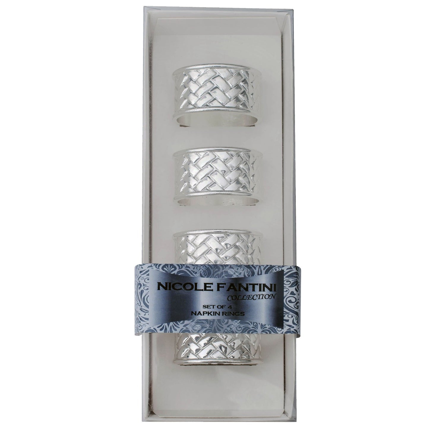 SALE Oval Braided Silver Plated Napkin Rings Set of 4 Napkin Rings Nicole Fantini Collection   
