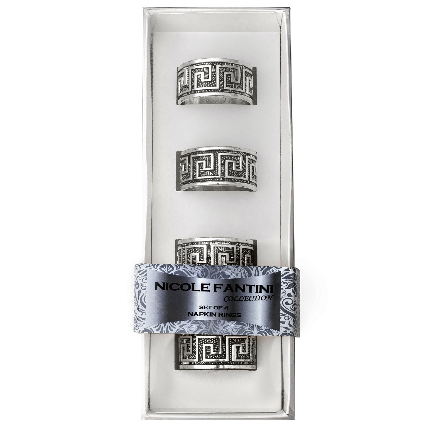 SALE Celtic Silver Plated Embossed Napkin Rings Set 4pc Napkin Rings Nicole Fantini Collection   