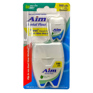 Aim Nylon Waxed Mint Dental Floss with Travel Pack | 100+ yds. Household OnlyOneStopShop   