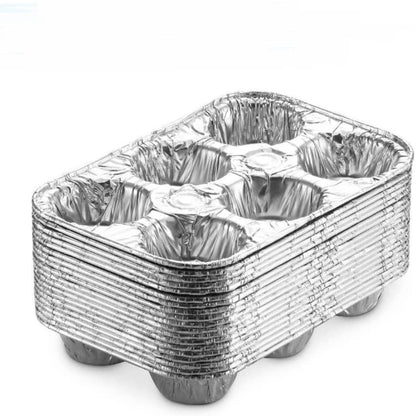 Disposable Aluminum Muffin Foil Pan 6 Cups Disposable VeZee   