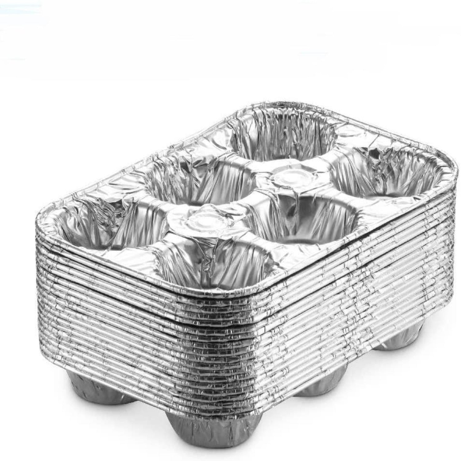 25Pc 6-Cup Aluminum Foil Muffin Pans Cupcake Aluminum Pans Disposable  Container