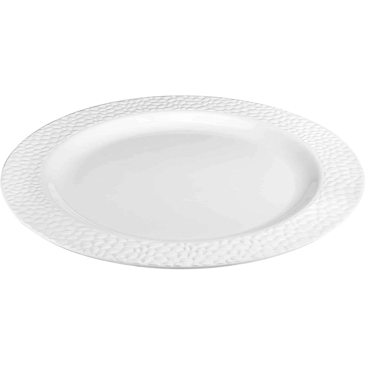Charger Hammered Design Plates White 13" 2CT Tablesettings Decorline   
