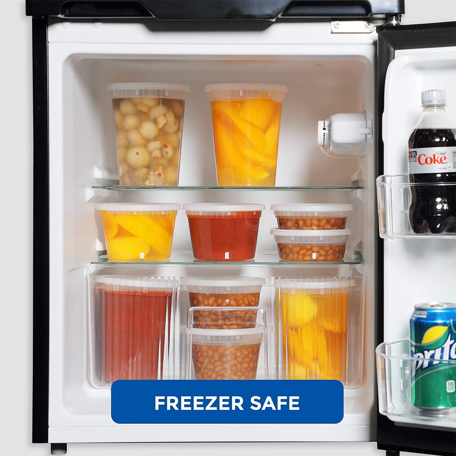 8 oz. Plastic Microwaveable Deli Freezer Container w/Lid 12 Pack -100% BPA  Free!