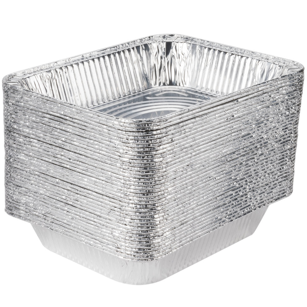 Mehr Foil Aluminum Pans Half Size, 9X13, Heavy Duty Disposable Foil Pans  For Baking (15 Pack) with Lids, Roasting & Chafing, Deep Tin Foil Bakeware