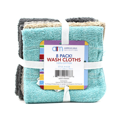100% Cotton Assorted Color Wash Cloths | 8 Ct. Household OnlyOneStopShop Default Title  