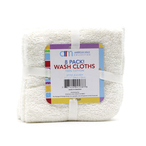 100% Cotton White Wash Cloths | 8 Ct. Household OnlyOneStopShop Default Title  