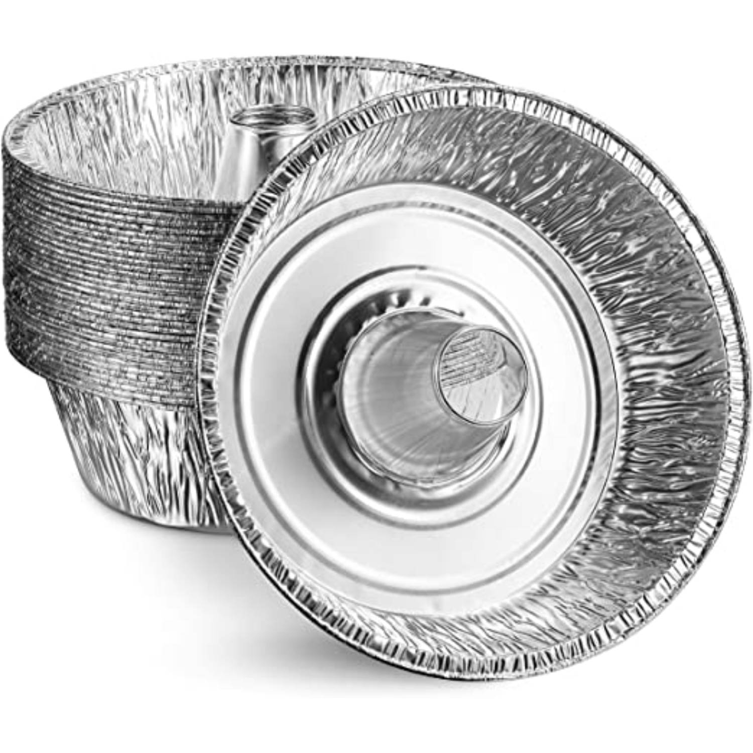 SONGLAM 10-Pack Disposable Round Cake Baking Pans - Aluminum Bundt Cake Pans  - 10 Inch Foil Fluted Tube Pans 