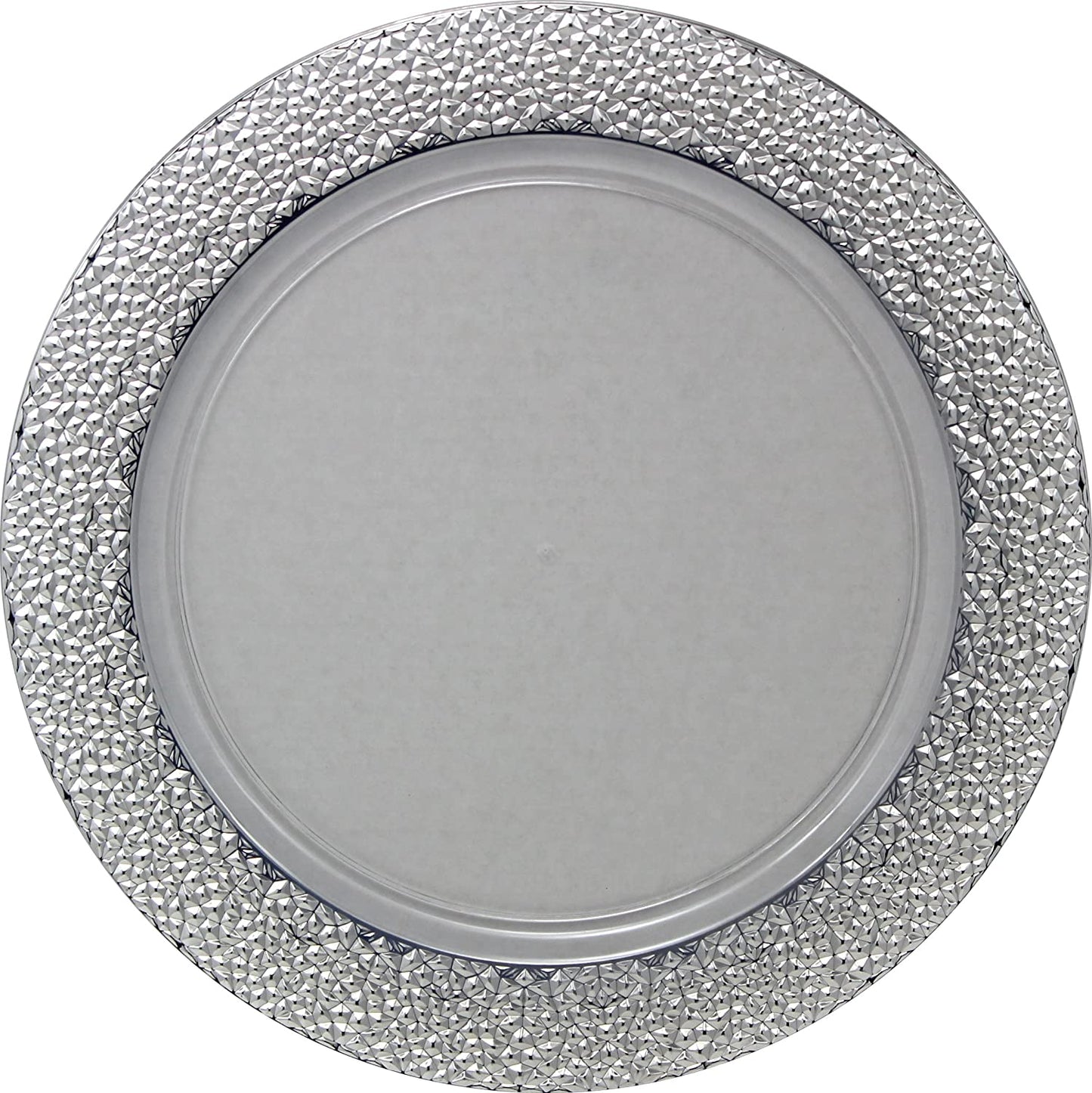 Charger Hammered Design Plates Silver 13" 2CT Tablesettings Decorline   