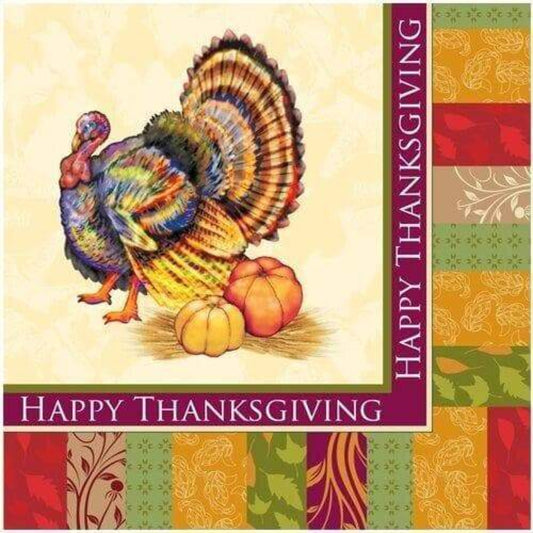 Fall Turkey Premium Lunch Napkins 24 Count Disposable Hanna K   