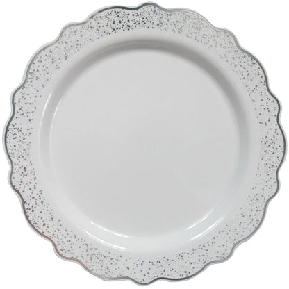 Confetti Collections Plate White Silver 9.5" Plates Decorline   