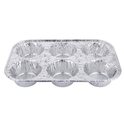 Disposable Aluminum Muffin Foil Pan 6 Cups Disposable Nicole Collection   