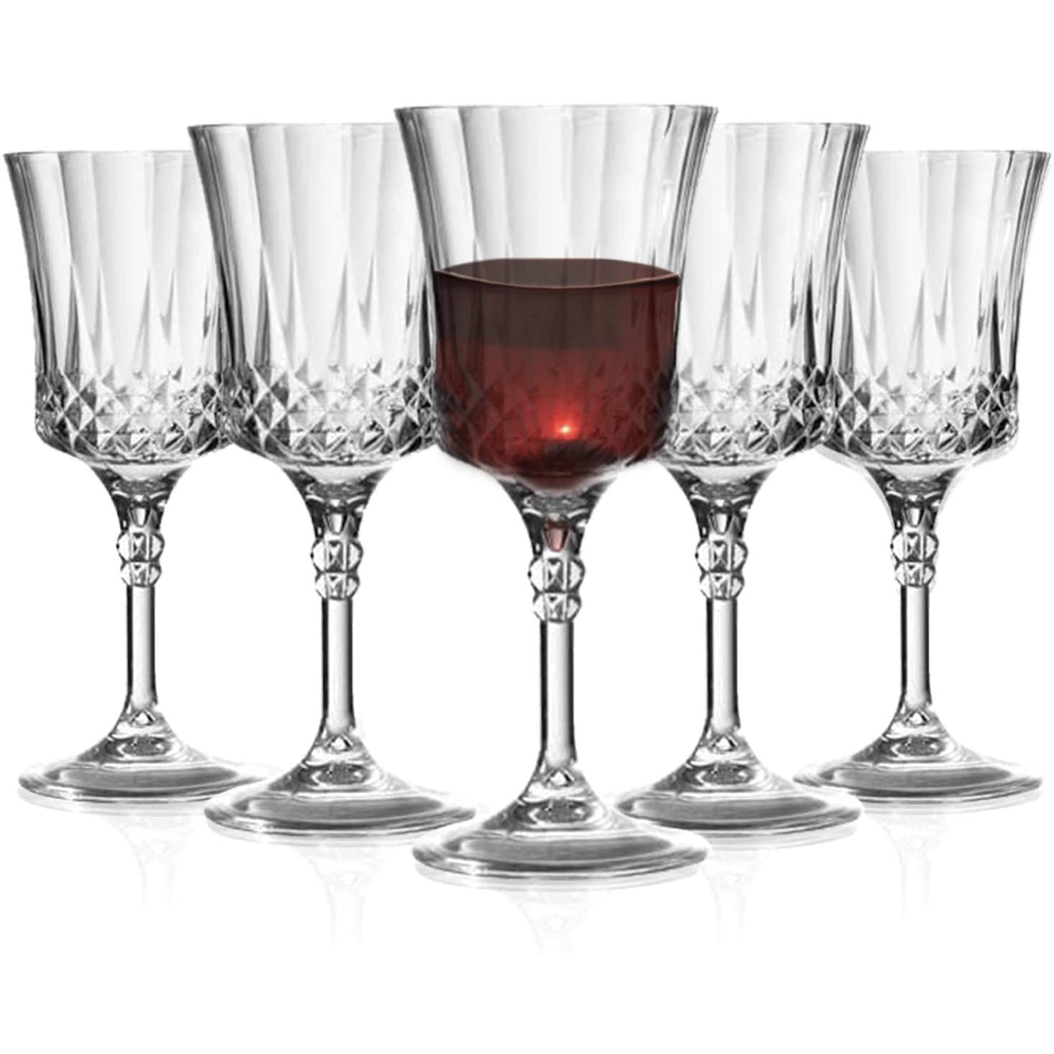 Simcha Collection Crystal Like Elegant Plastic Wine Glasses French Goblets Clear 10oz Cups Blue Sky   