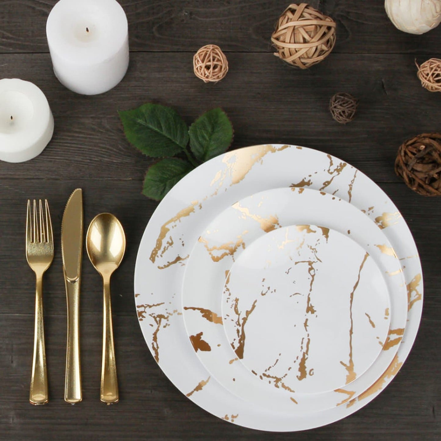 Gold Stroke White Dinner Plates 7.5″ Elegant Plates Blue Sky   