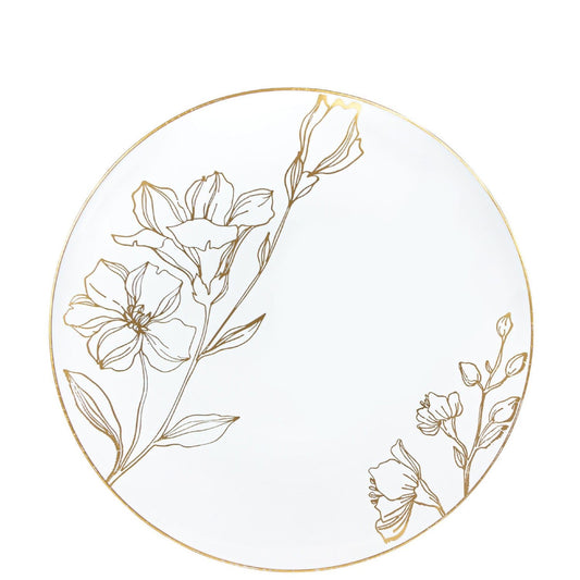 Antique Gold Floral Dinner Plates 7.5″ Elegant Plates Blue Sky 10 Pieces  