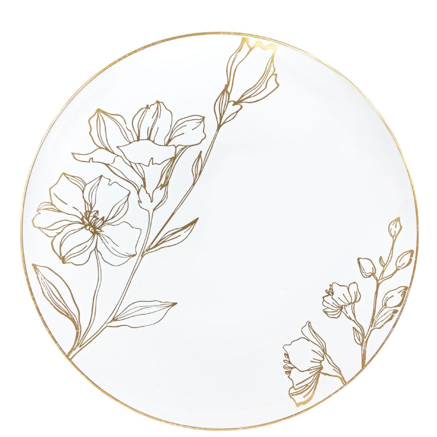 Antique Gold Floral Dinner Plates 9″ Elegant Plates Blue Sky 10 Pieces  