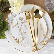 Antique Gold Floral Dinner Plates 10″ Elegant Plates Blue Sky   