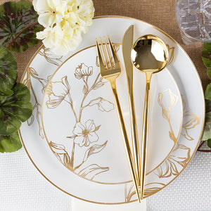 Antique Gold Floral Dinner Plates 9″ Elegant Plates Blue Sky   