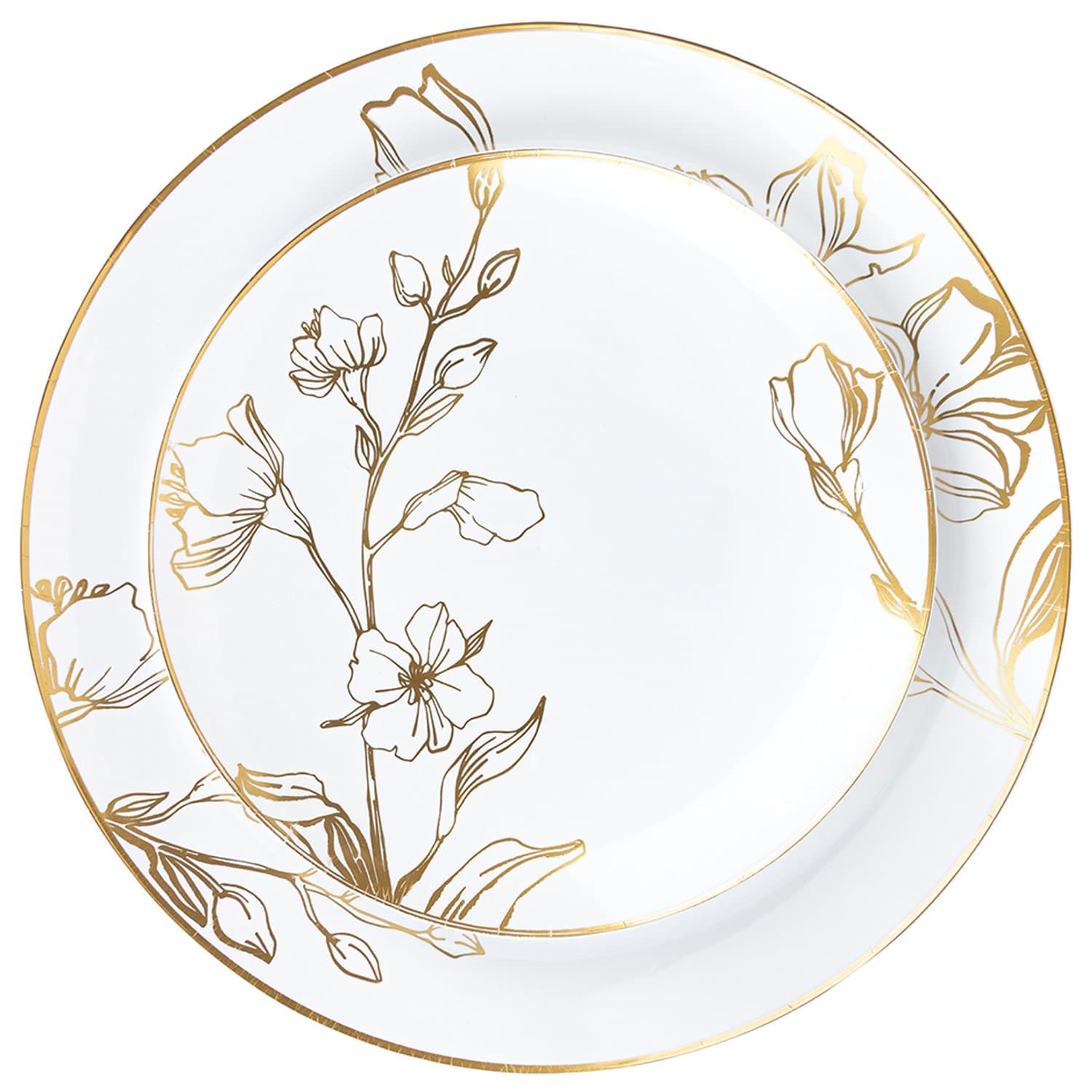 Antique Gold Floral Dinner Plates 10″ Elegant Plates Blue Sky   