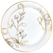 Antique Gold Floral Dinner Plates 9″ Elegant Plates Blue Sky   
