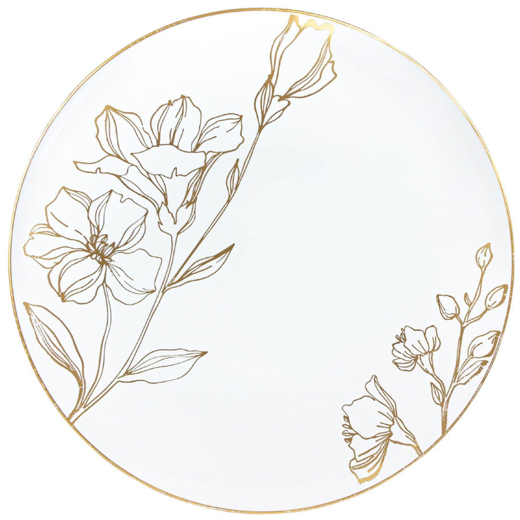 Antique Gold Floral Dinner Plates 10″ Elegant Plates Blue Sky 10 Pieces  