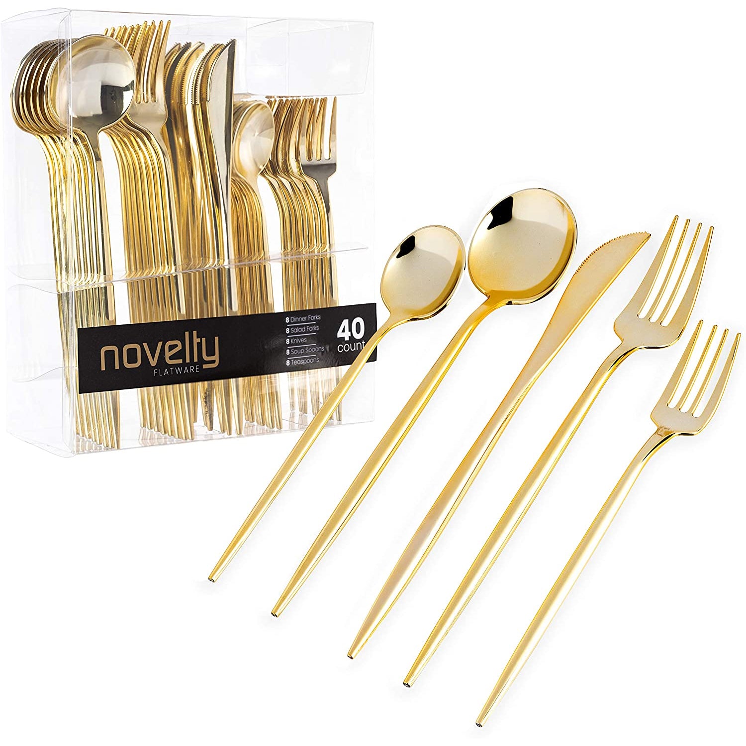NOVELTY FLATWARE CUTLERY GOLD COMBO SET Tablesettings Blue Sky 40 Pieces  