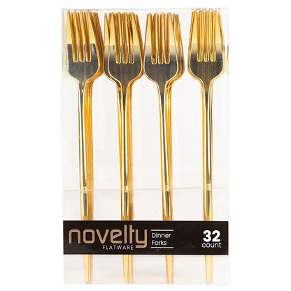 NOVELTY FLATWARE DINNER FORKS GOLD Tablesettings Blue Sky 32 Pieces  