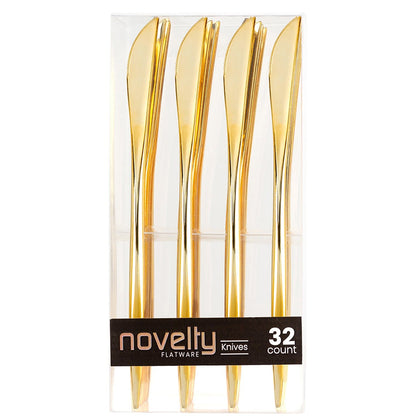 NOVELTY FLATWARE DINNER KNIVES GOLD Tablesettings Blue Sky 32 Pieces  
