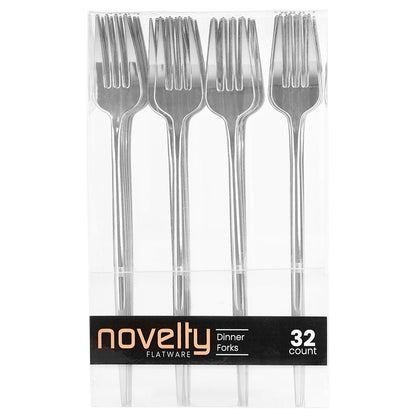 NOVELTY FLATWARE DINNER FORKS SILVER Tablesettings Blue Sky 32 Pieces  