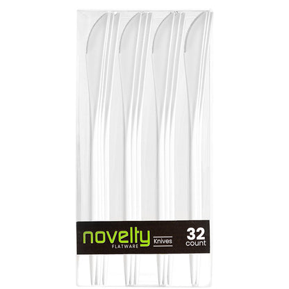 NOVELTY FLATWARE DINNER KNIVES WHITE Tablesettings Blue Sky 32 Pieces  