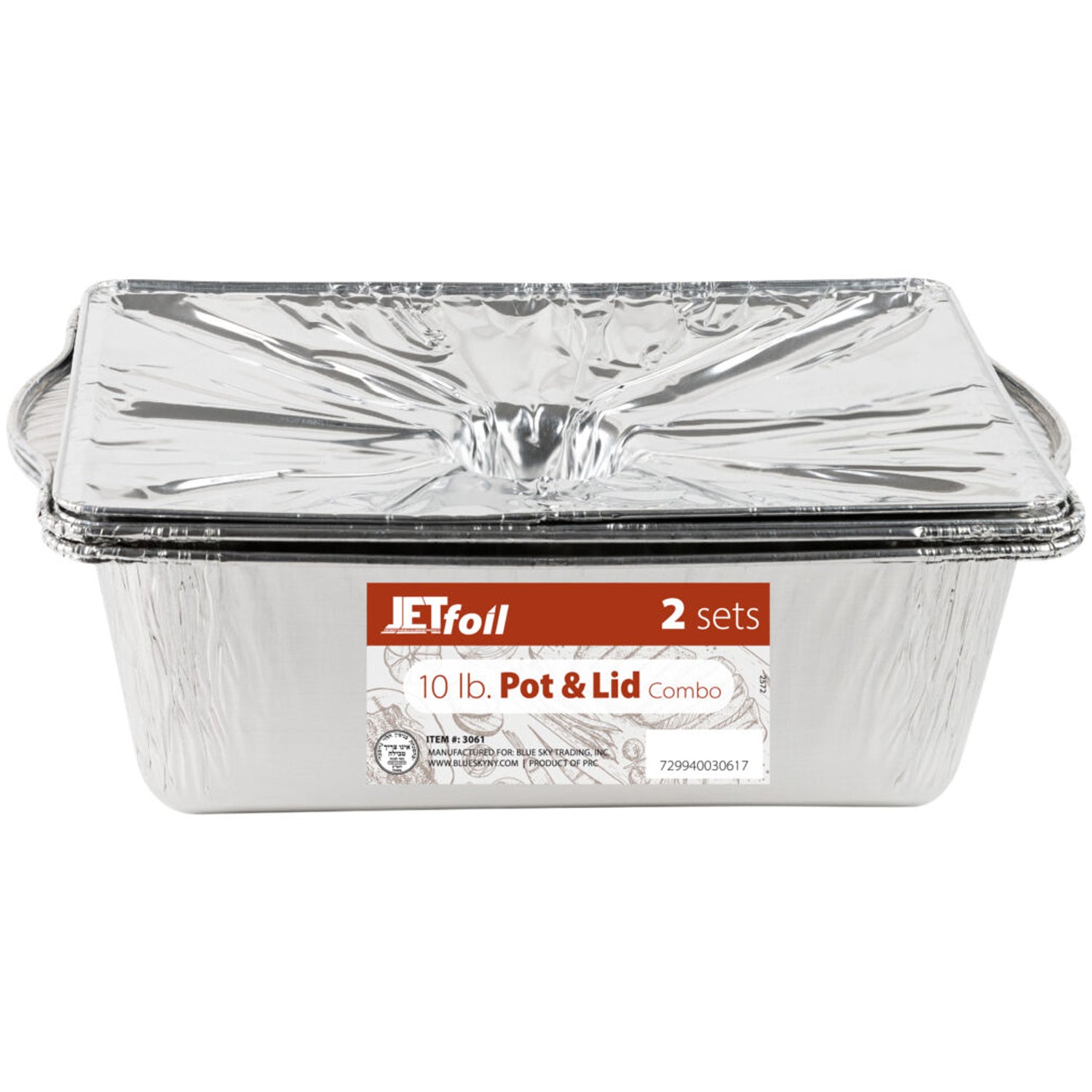 Jet Foil Disposable Aluminum Large Rectangle Pots with Lids Combo