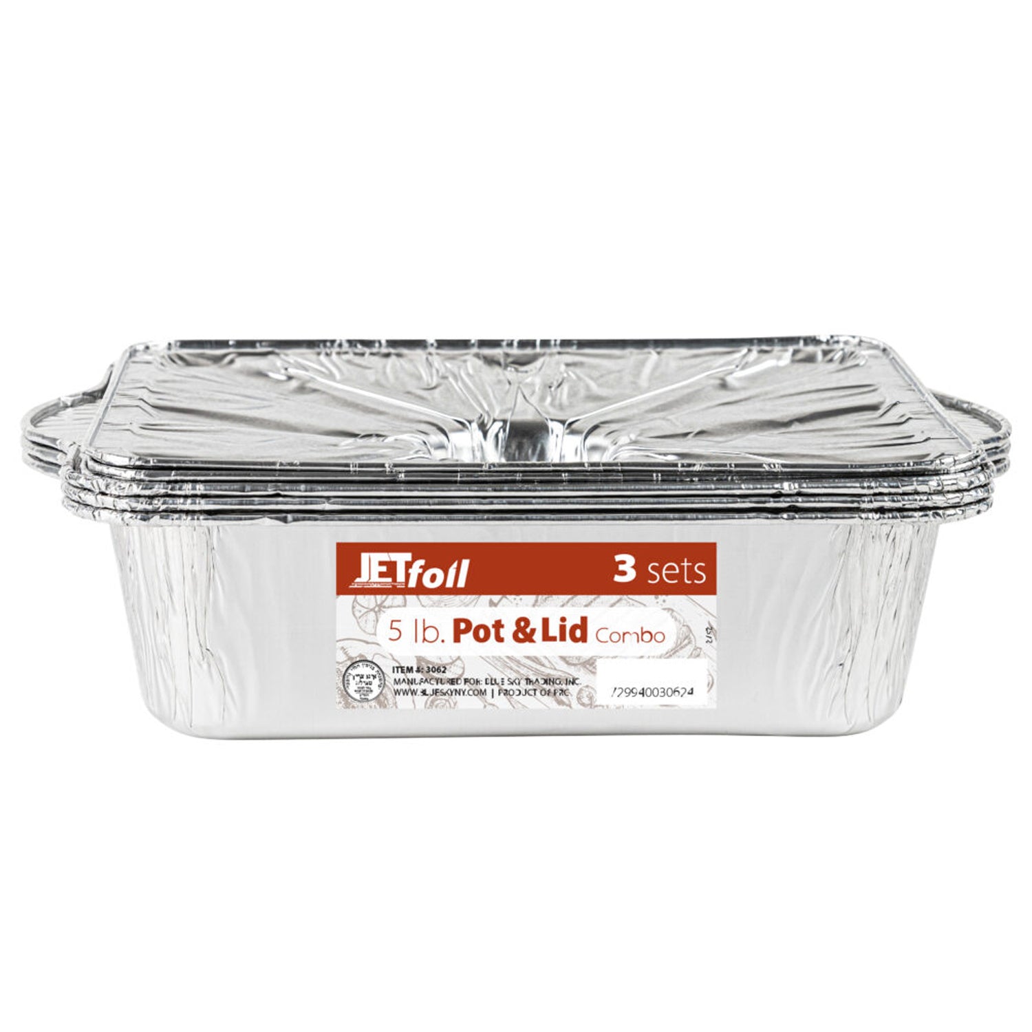 Jet Foil Aluminum Disposable Pot with Lid (Large) 11.50X4.50 5.5 Quart