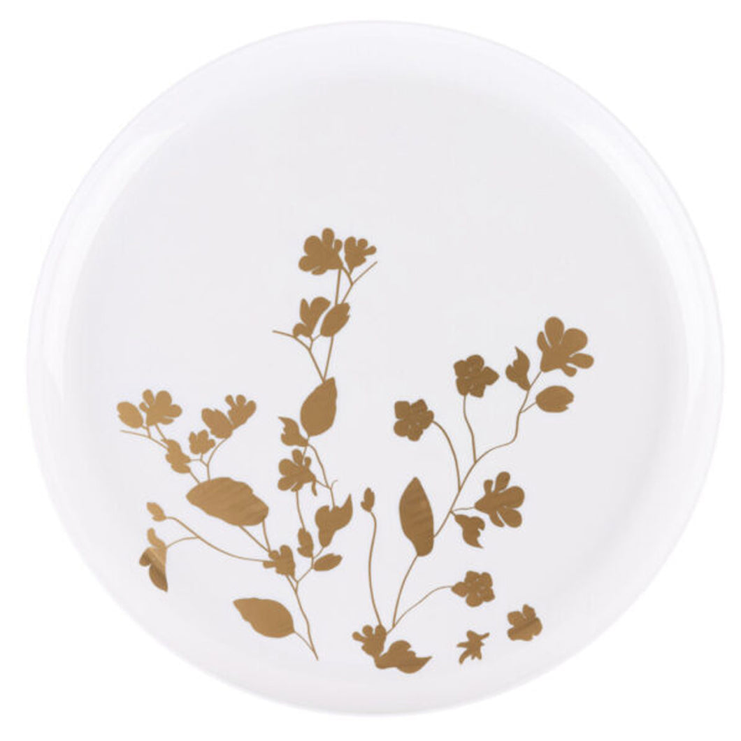 Garden Collection White and Gold Round Dinner Plates 10