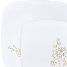 Gold Buds Collection White and Gold Square Round Dinner Plates 10" Tablesettings Blue Sky   