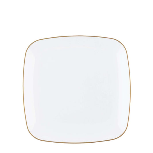 Organic Collection White and Gold Rim Square Dinner Plates 7.25" Tablesettings Blue Sky 10 Pieces  