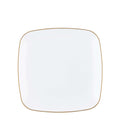 Organic Collection White and Gold Rim Square Dinner Plates 7.25