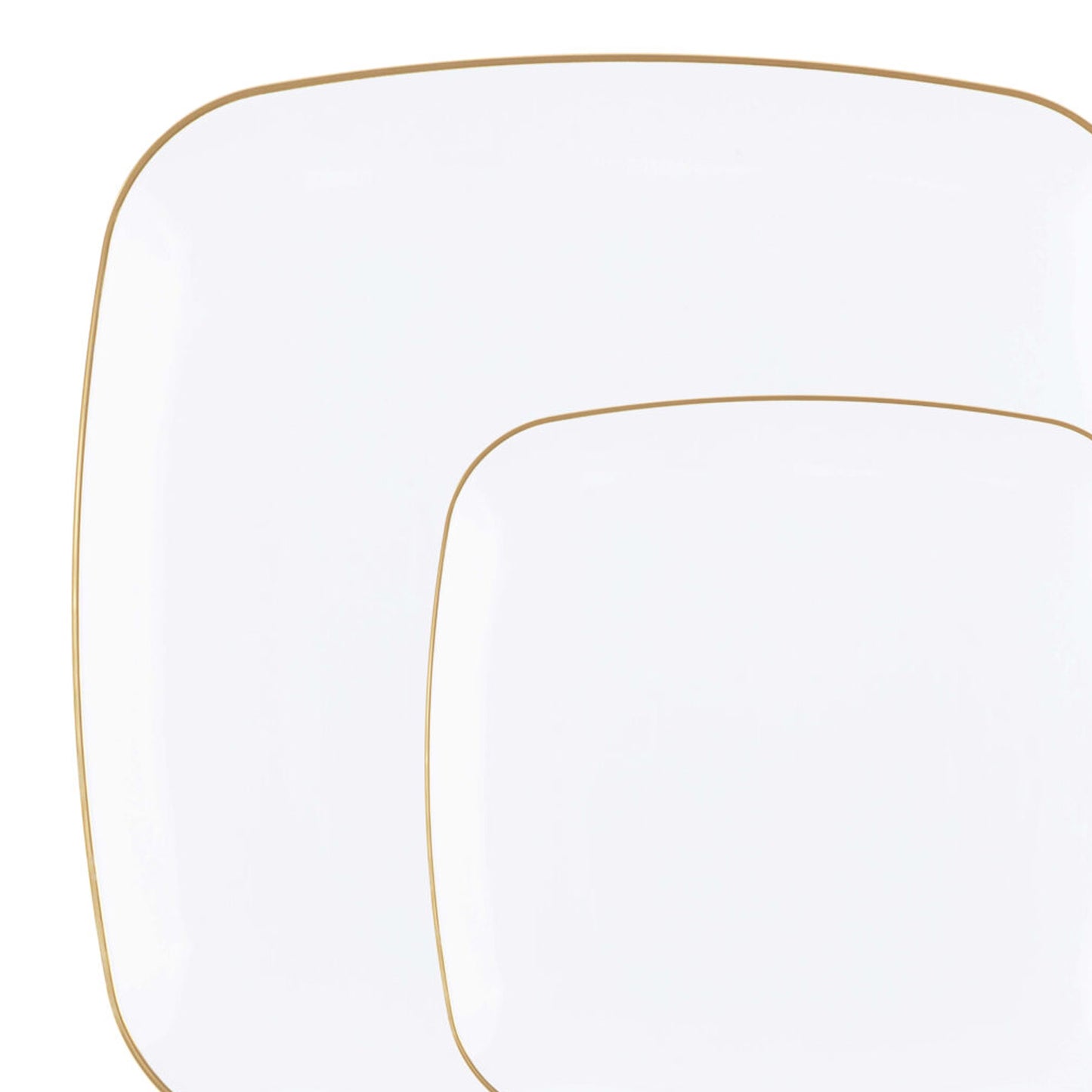Orchid Collection White and Gold Rim Square Dinner Tableware Package Set Plates Blue Sky   