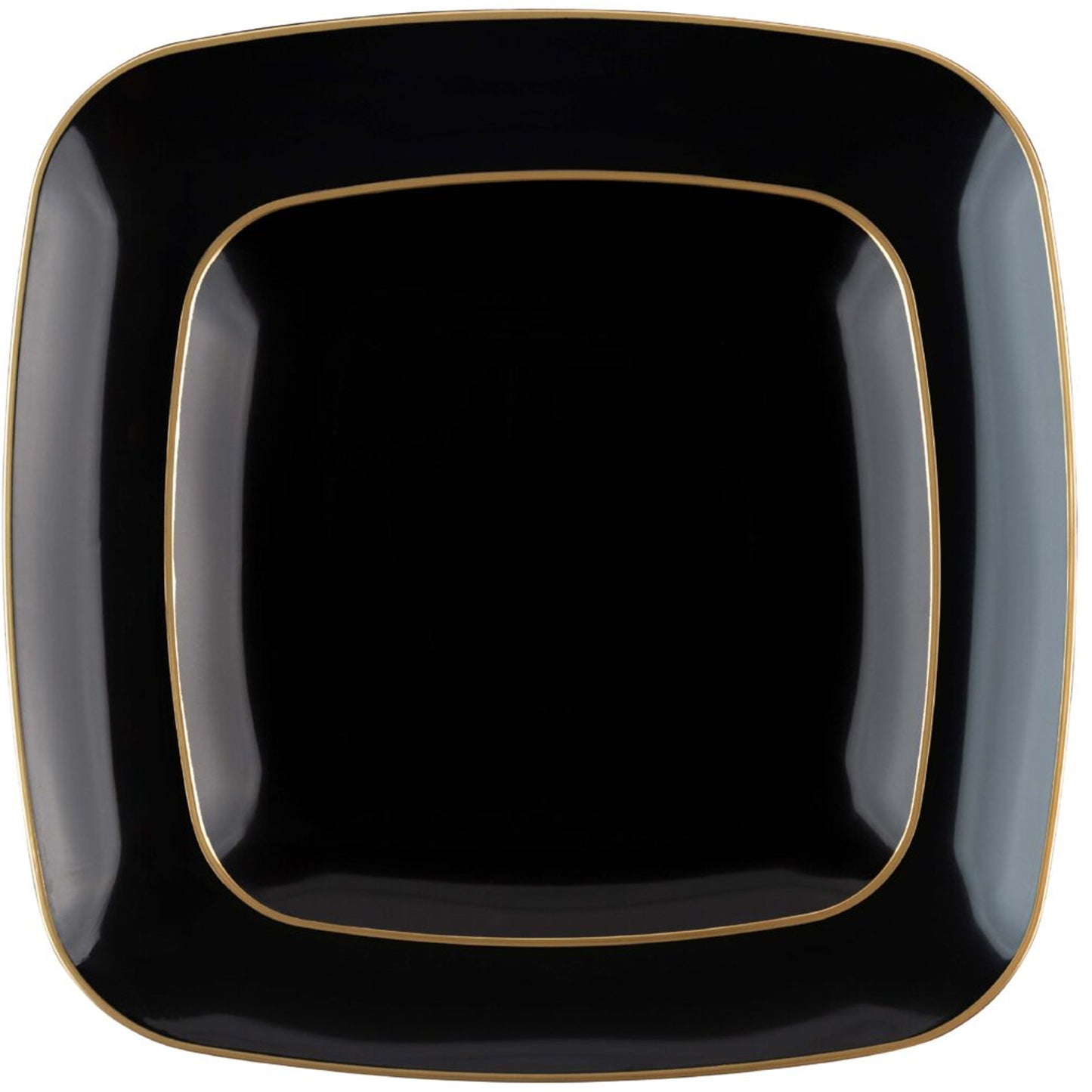 Organic Collection Black and Gold Rim Square Dinner Plates 7.25" Tablesettings Blue Sky   