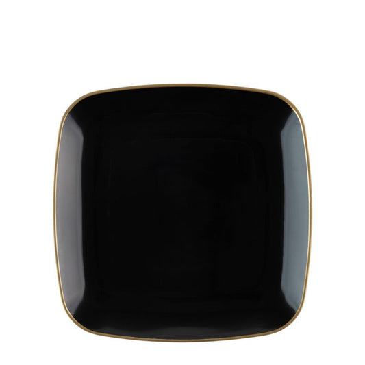Organic Collection Black and Gold Rim Square Dinner Plates 7.25" Tablesettings Blue Sky 10 Pieces  