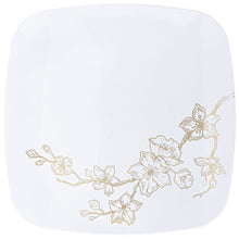 Gold Buds Collection White and Gold Square Round Dinner Plates 10" Tablesettings Blue Sky 10 Pieces  