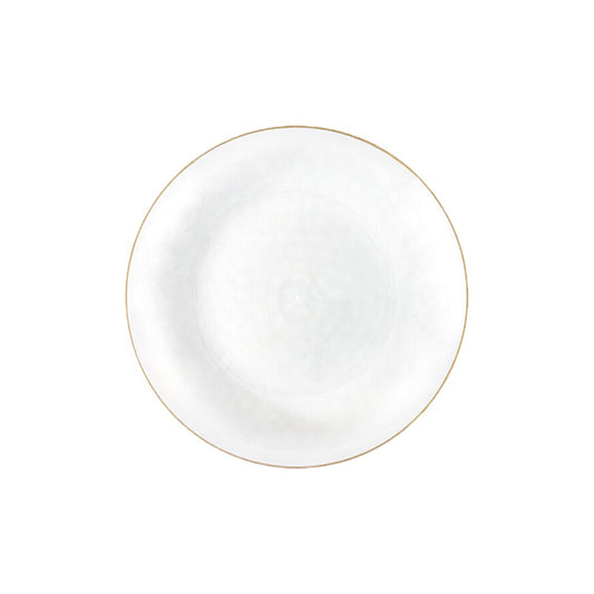 Organic Hammered White Transparent Gold Rim 7″ Plates Tablesettings Blue Sky 10 Pieces  